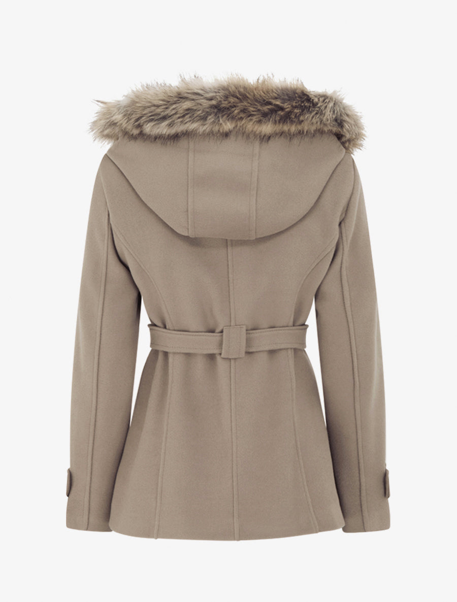 Mid-Length Coat with Removable Hood