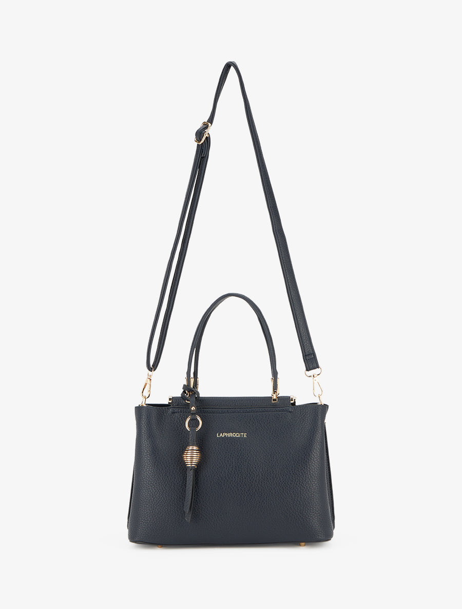 Ximena Grained-Effect Handbag - Midnight Blue