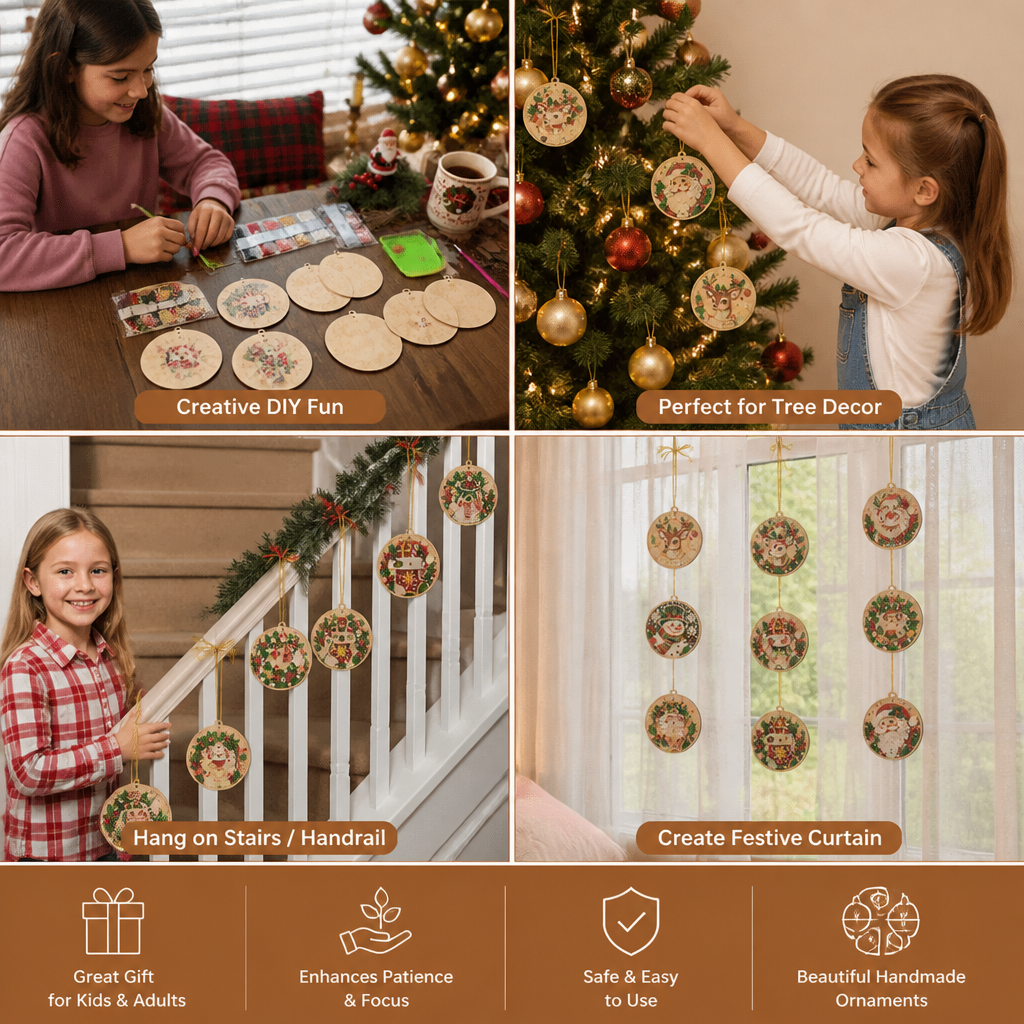 DIY Christmas Diamond Painting Ornament Kit β Festive Tree Hanging Decorations