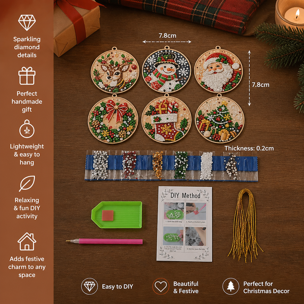 DIY Christmas Diamond Painting Ornament Kit β Festive Tree Hanging Decorations