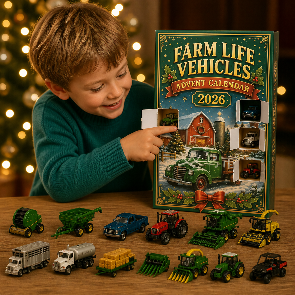 24-Day Christmas Advent Calendar with Farm Vehicles