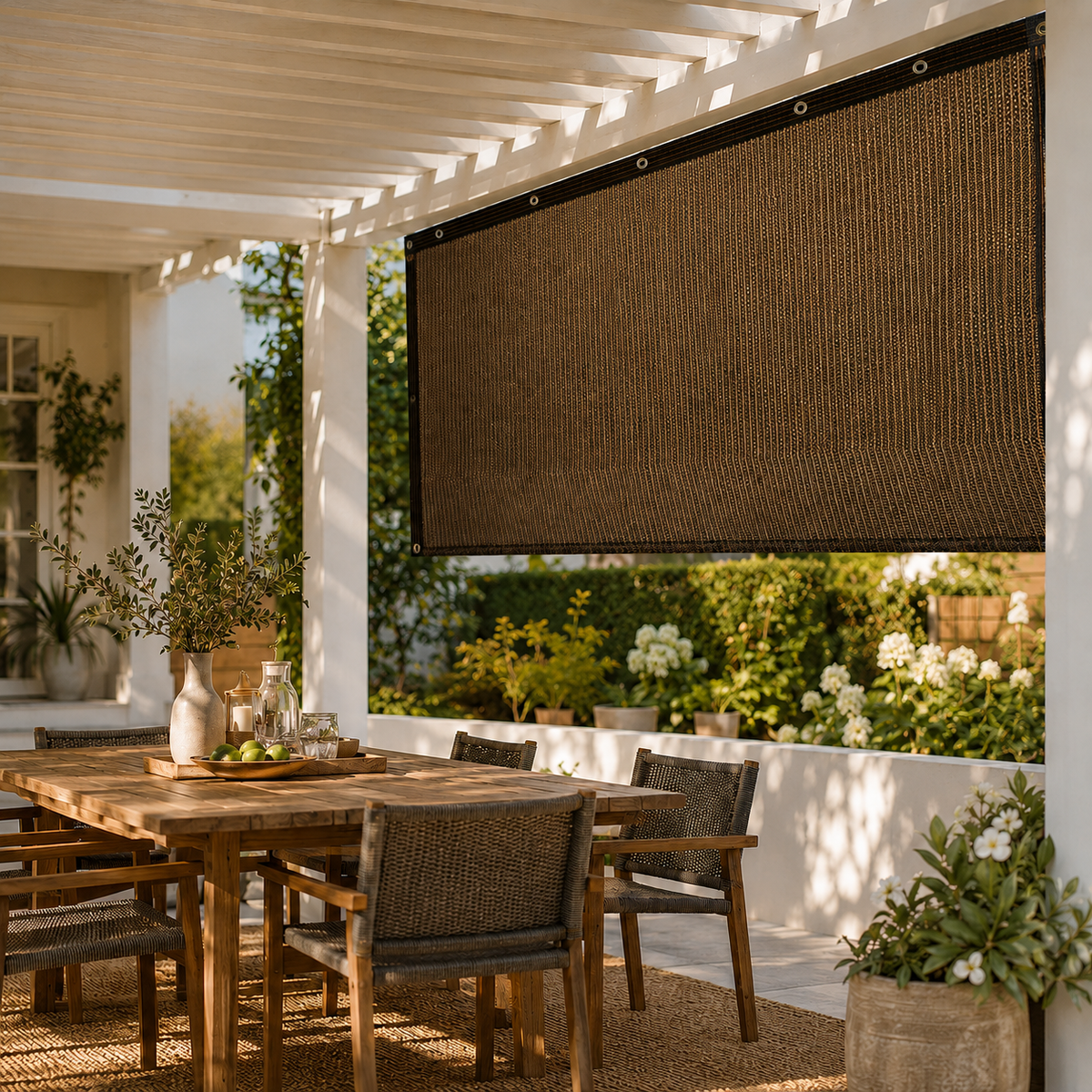 Low Morning Sun Pergola Side Panel | Gazebo Glare & Privacy Screen
