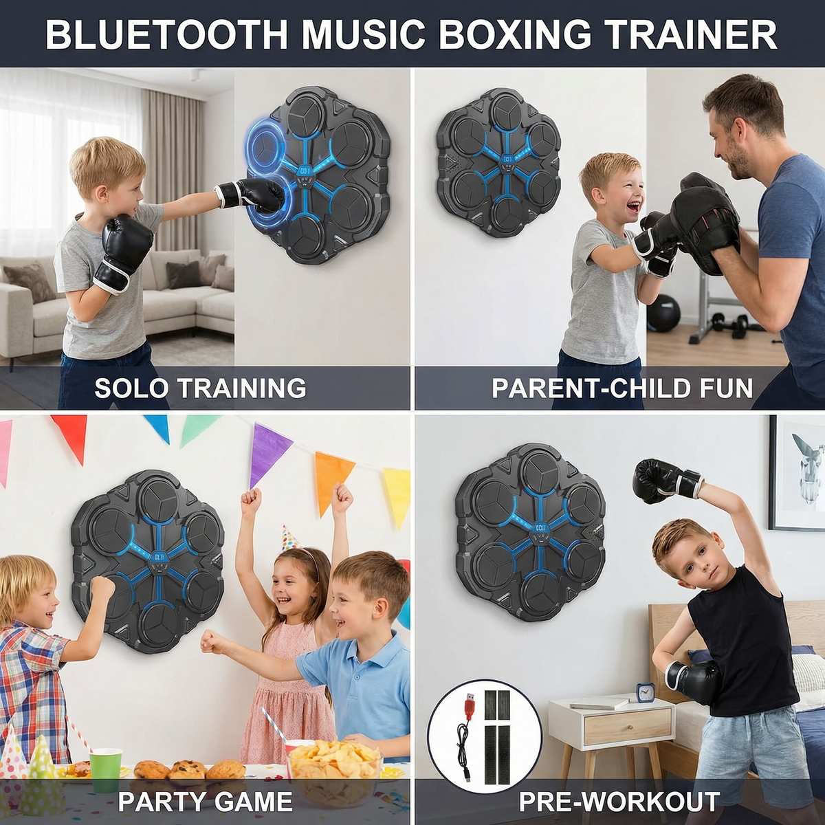Bluetooth Music Boxing Trainer β Interactive Wall Punching Target with Lights & Sound