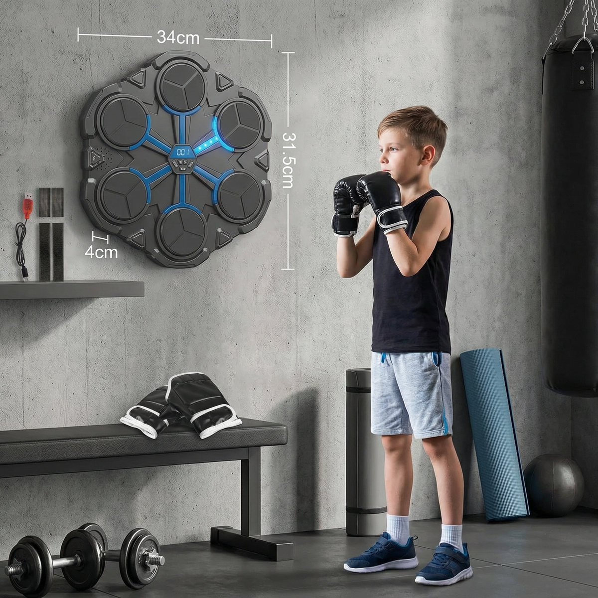 Bluetooth Music Boxing Trainer β Interactive Wall Punching Target with Lights & Sound