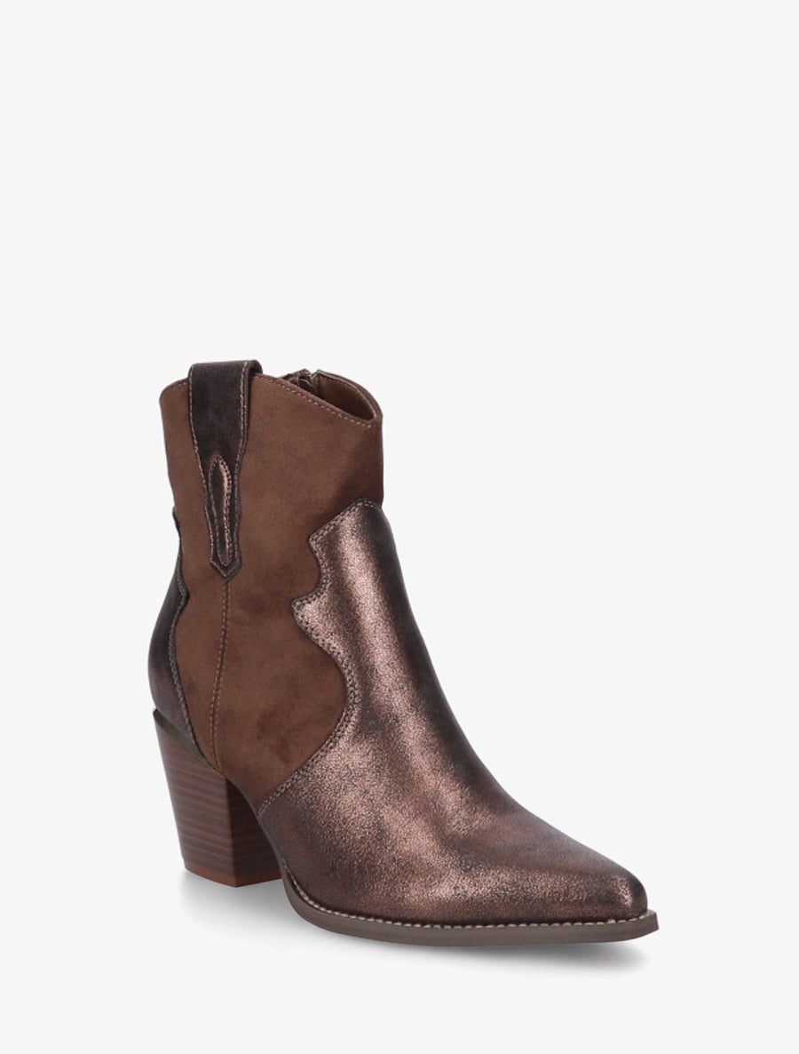 Western Ankle Boots with Pearlescent Panels