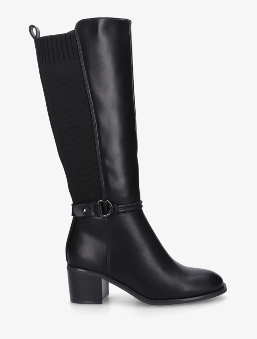 Mesh-Style Boots with 6 cm Heel - Black