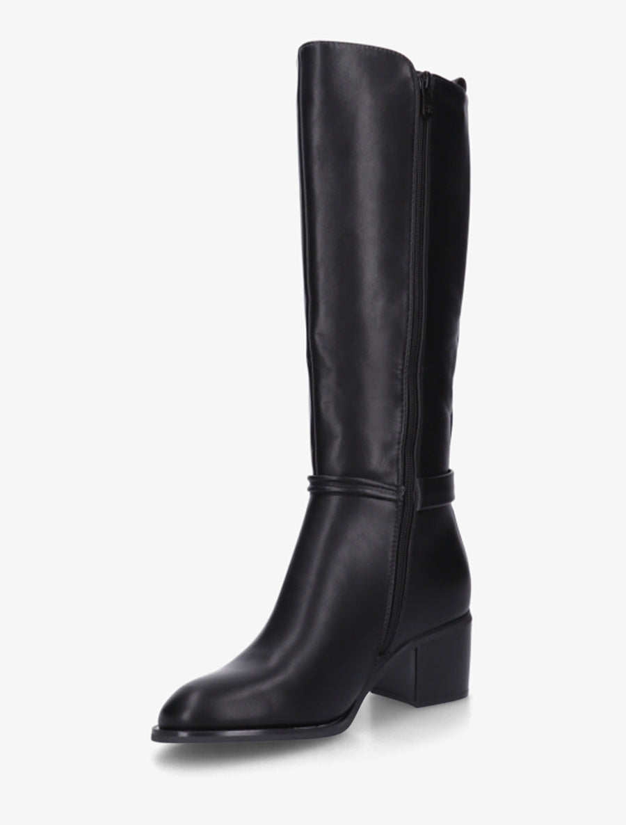 Mesh-Style Boots with 6 cm Heel - Black