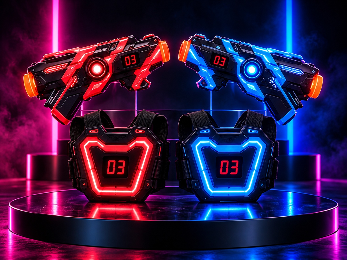 Infrared Laser Tag Battle Set – Neon Blasters & Chest Targets