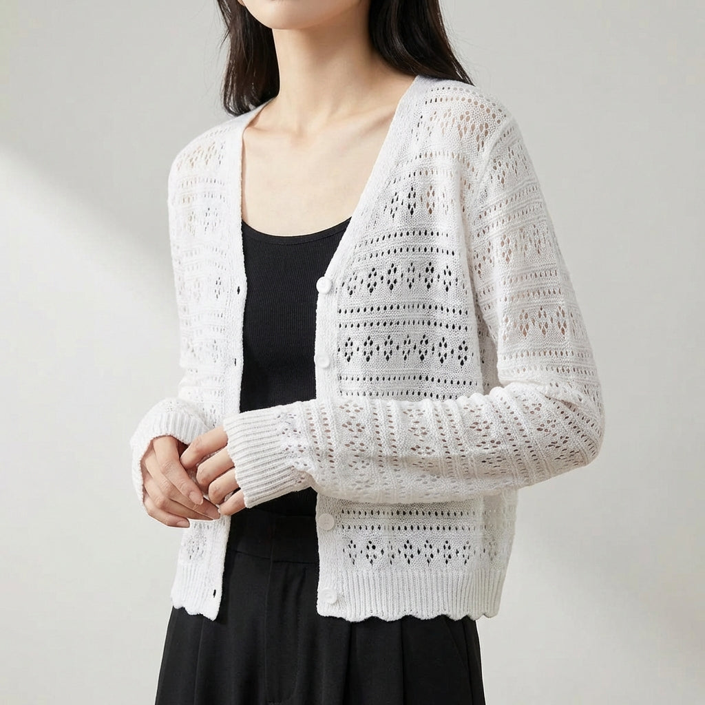 Nordspur | Aeriale Openwork Cropped Cardigan