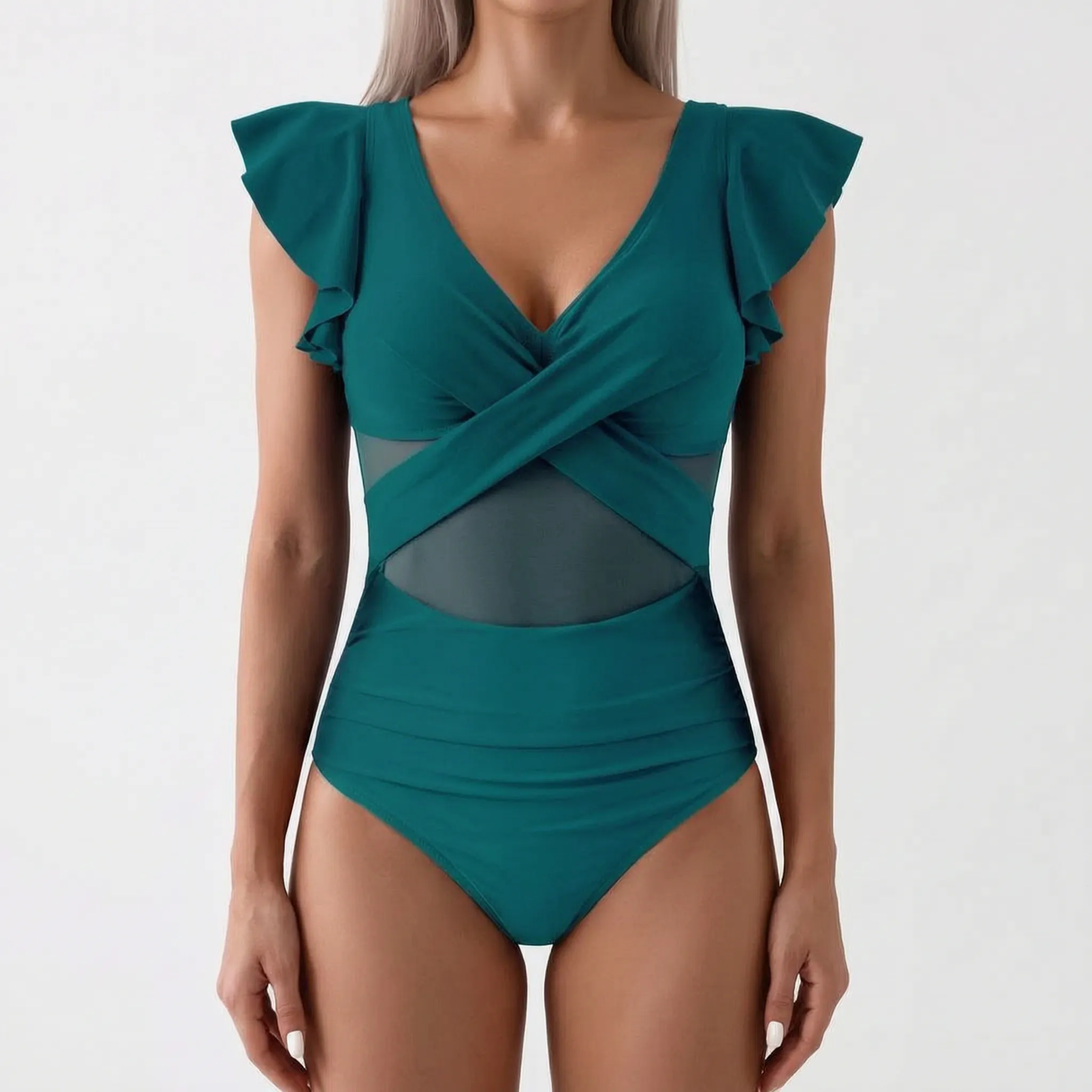 Nordspur | Aqualuna V-Neck Ruched One-Piece Swimsuit