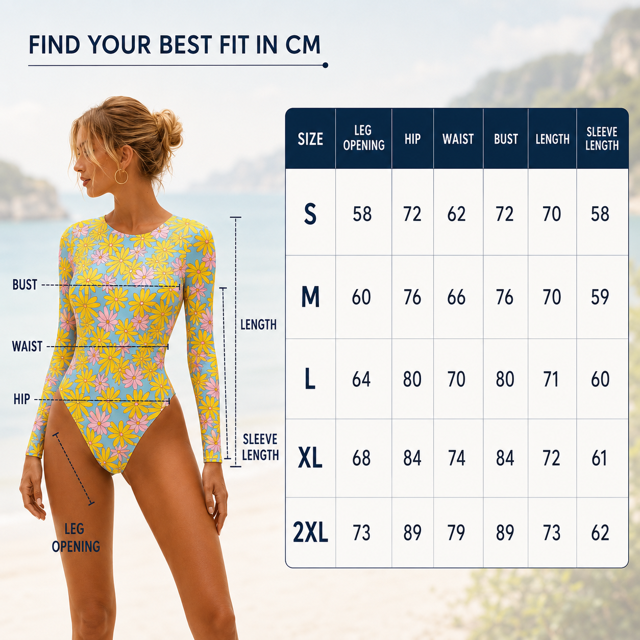 Nordspur | Aquarellee Long Sleeve One Piece Swimsuit