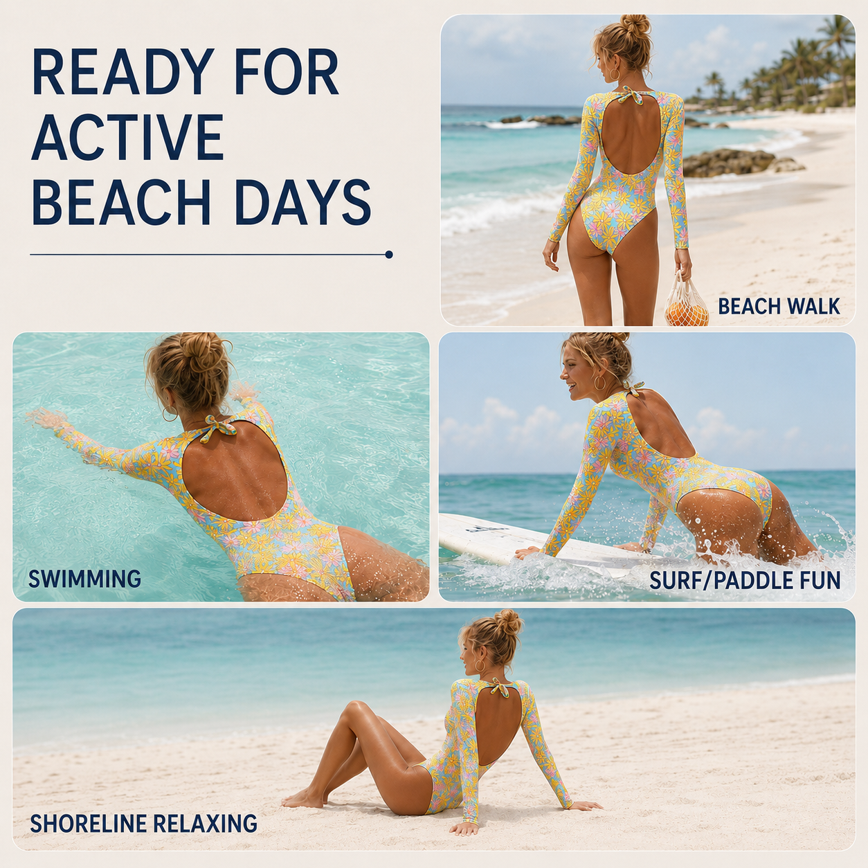 Nordspur | Aquarellee Long Sleeve One Piece Swimsuit