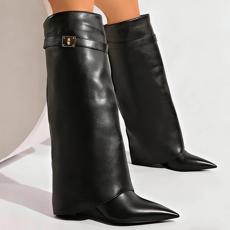 Nordspur | Aurala Slouchy Wedge Heel Knee Boots