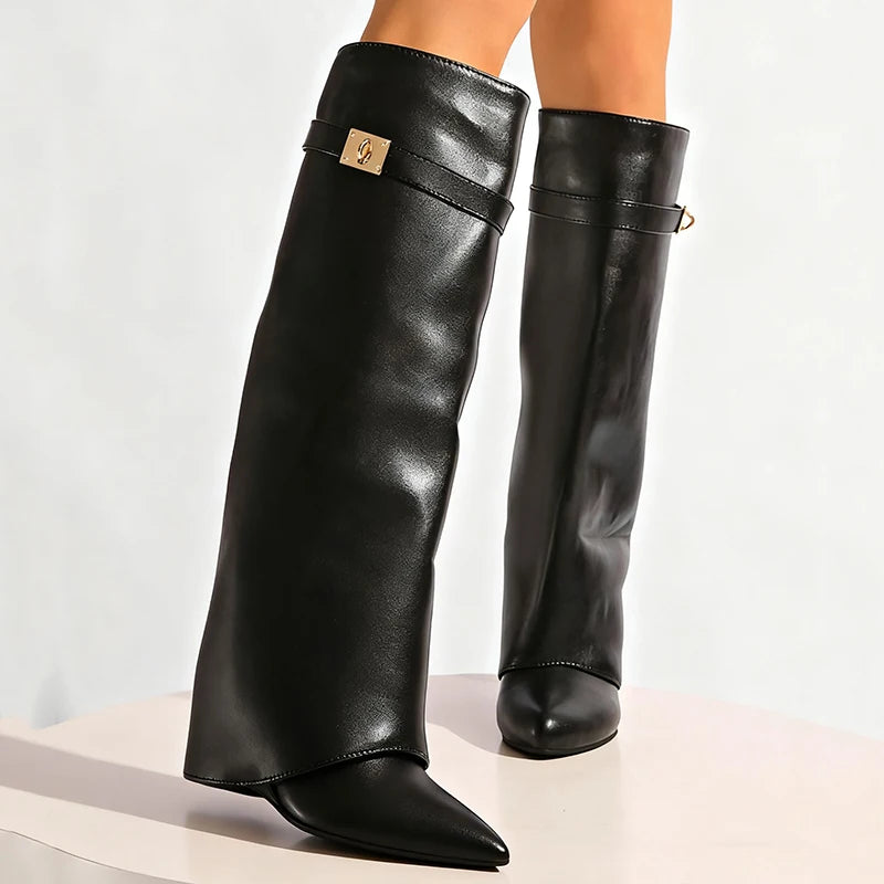 Nordspur | Aurala Slouchy Wedge Heel Knee Boots
