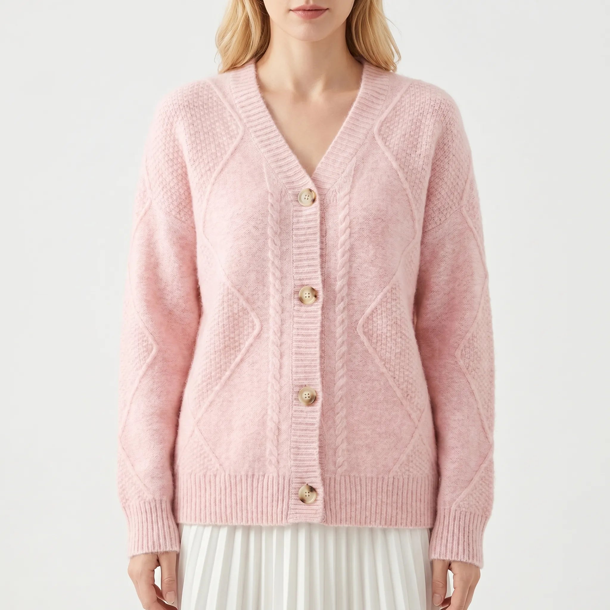 Nordspur | Auraloom Textured Knit V-Neck Cardigan