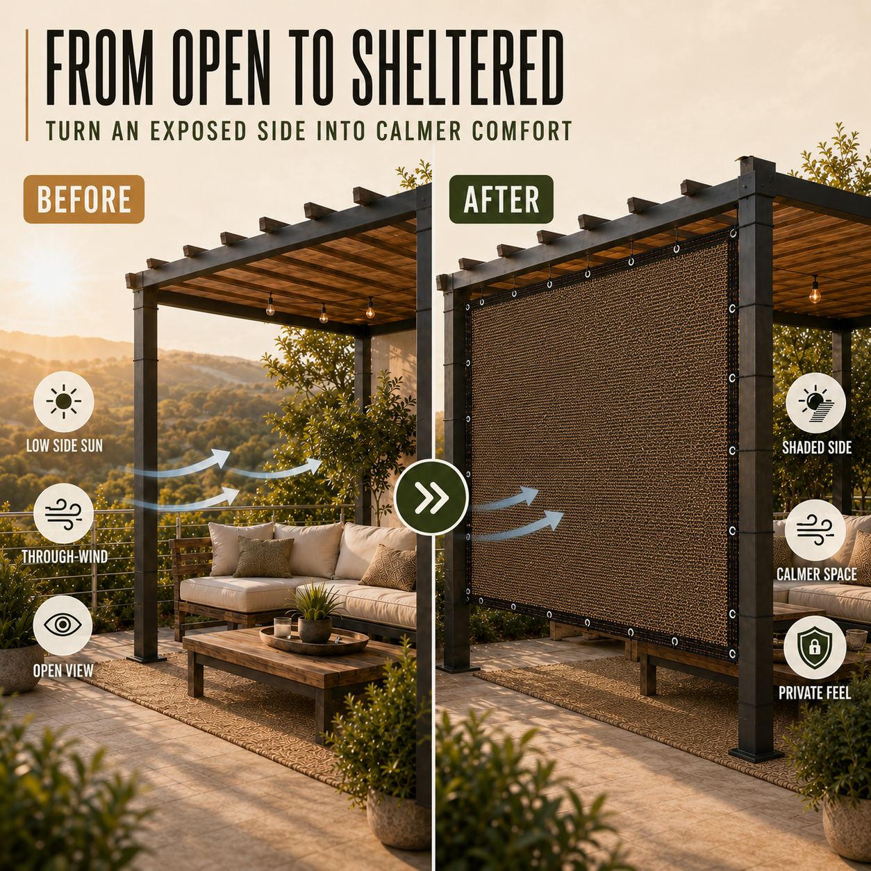 Nordspur | Aurevo Pergola Side Panel | Gazebo Side Wall Privacy & Sun Screen