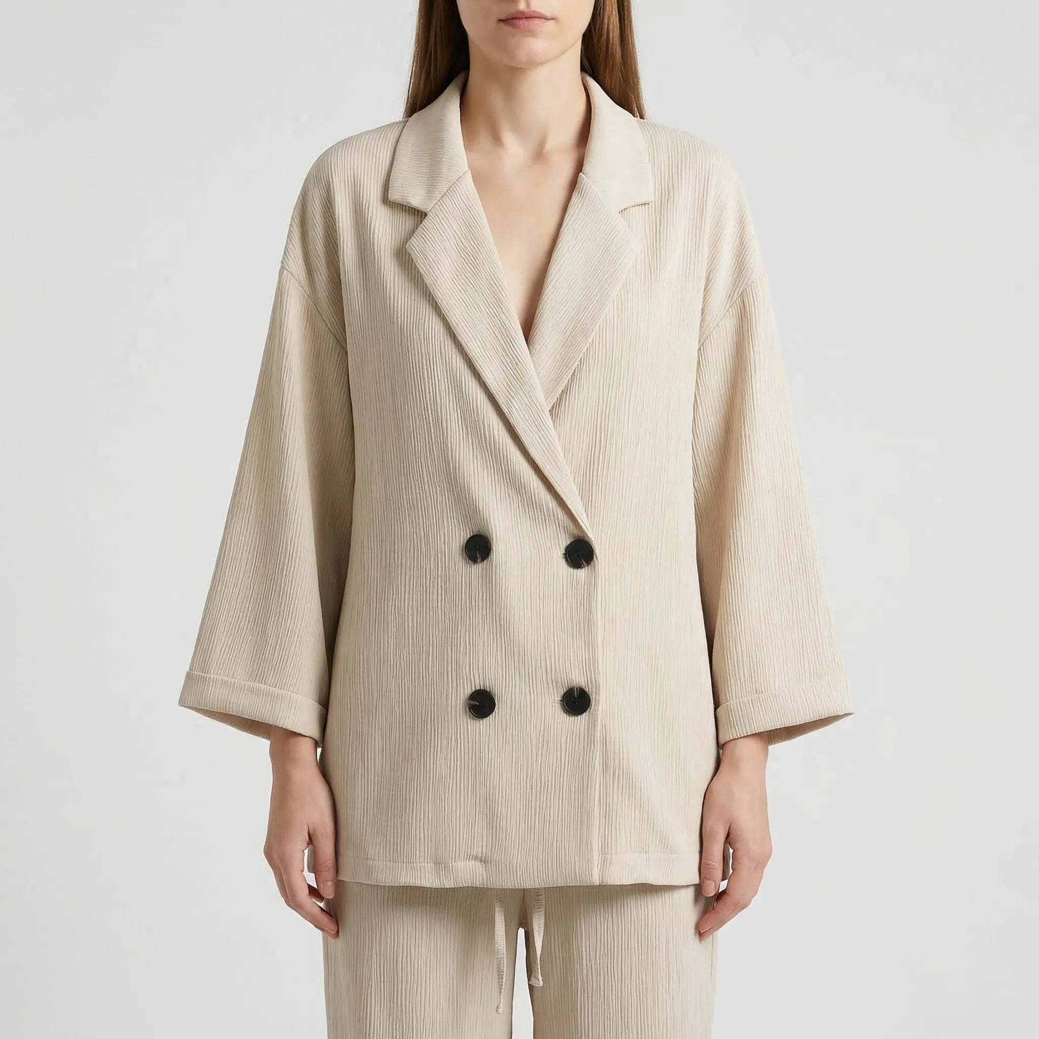 Nordspur | Autumvelle Double-Breasted Blazer And Wide-Leg Trouser Set