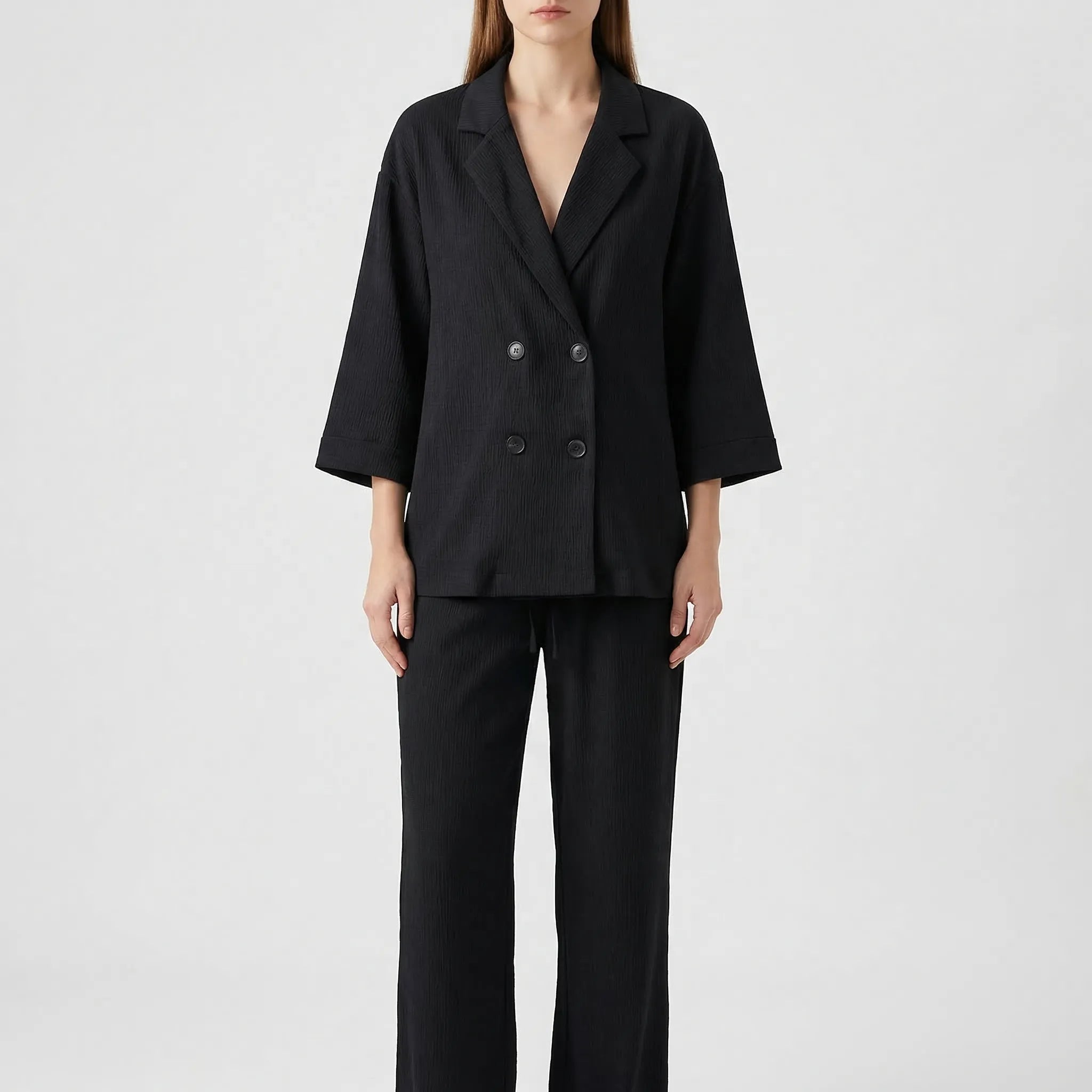 Nordspur | Autumvelle Double-Breasted Blazer And Wide-Leg Trouser Set