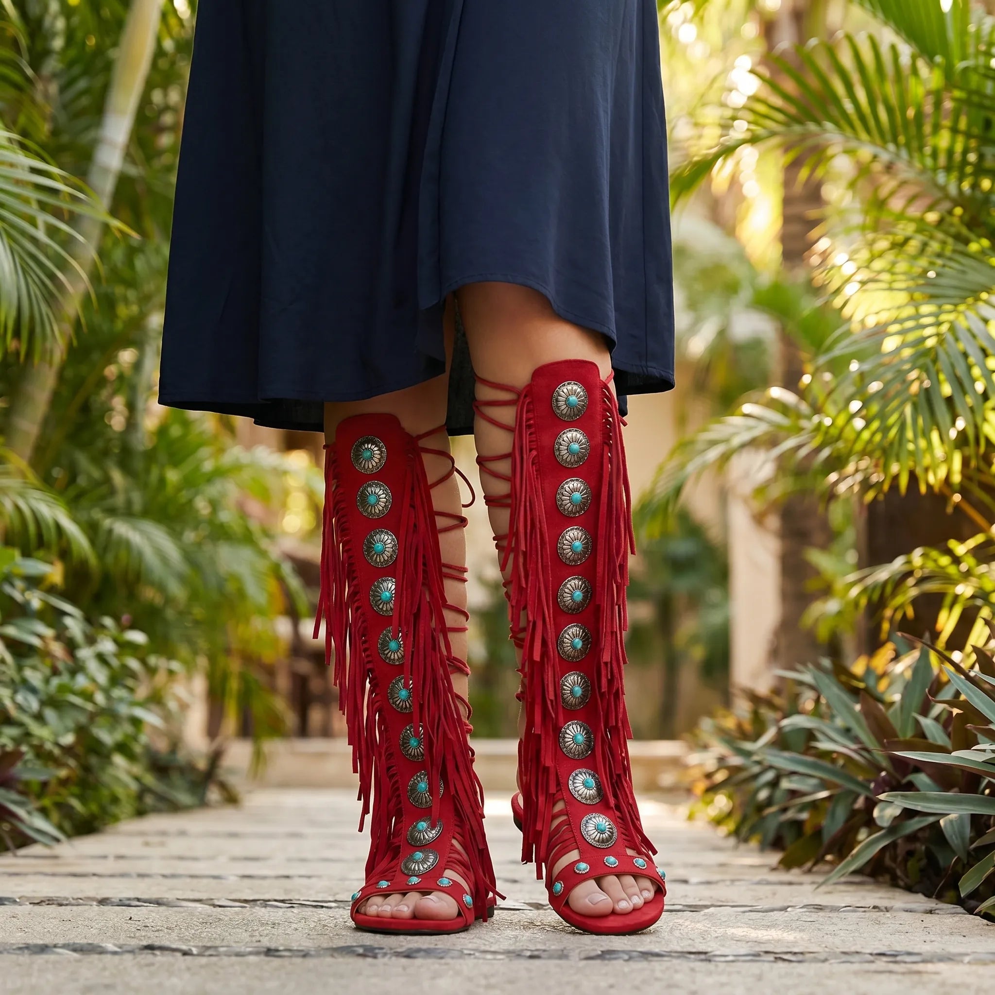 Nordspur | Avelari Knee-High Fringe Sandals