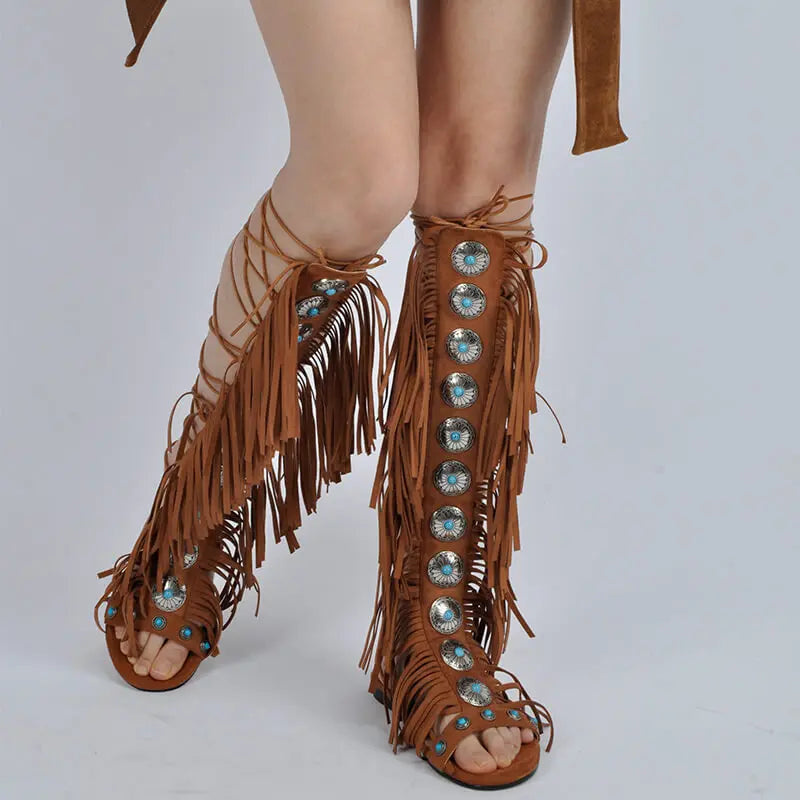 Nordspur | Avelari Knee-High Fringe Sandals