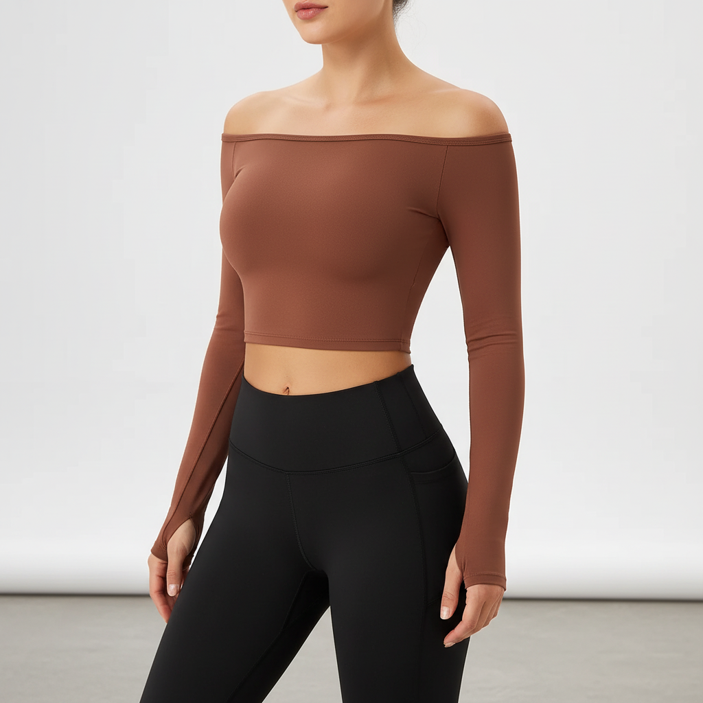 Nordspur | Aveline Long Sleeve Off Shoulder Crop