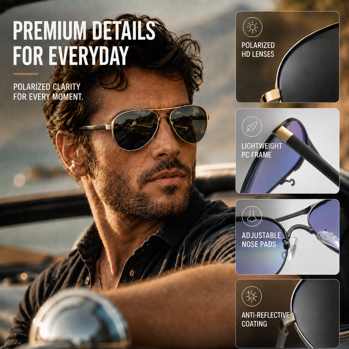 Nordspur | Avirex Polarised Aviator-Style Driving Sunglasses