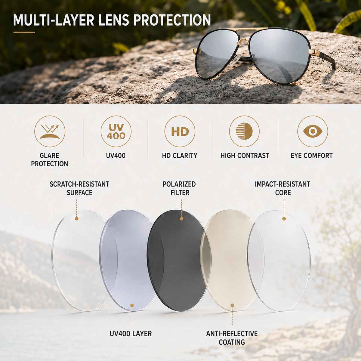 Nordspur | Avirex Polarised Aviator-Style Driving Sunglasses