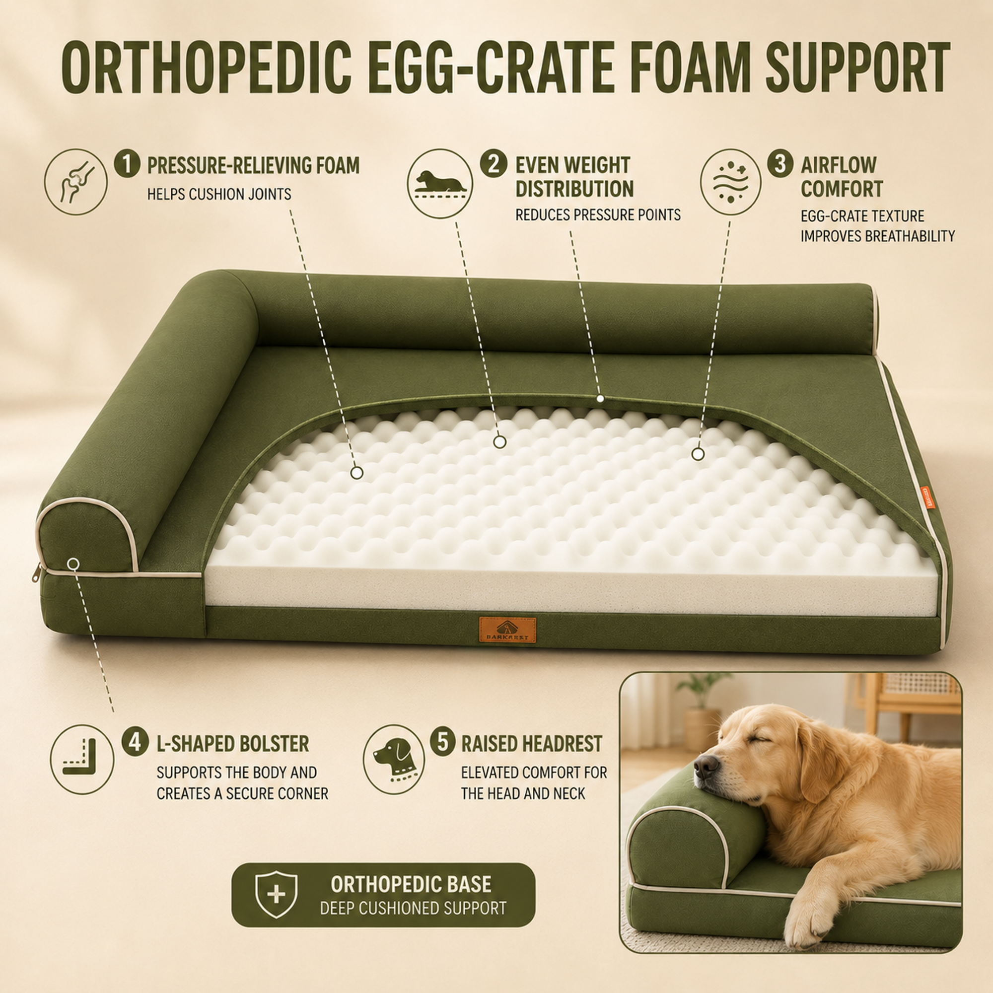 Nordspur | Barkrest L-Shaped Orthopedic Dog Sofa Bed