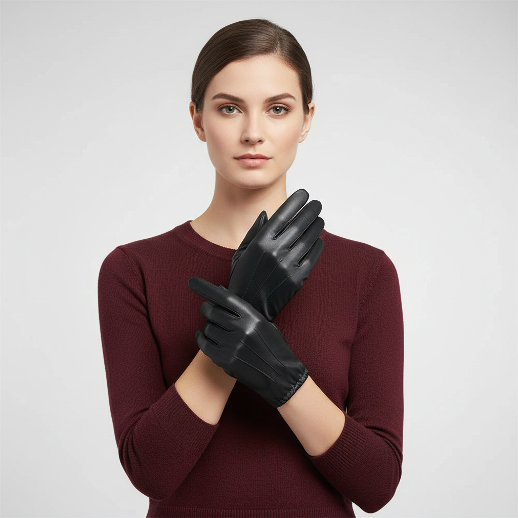 Nordspur | Black PU Leather Gloves