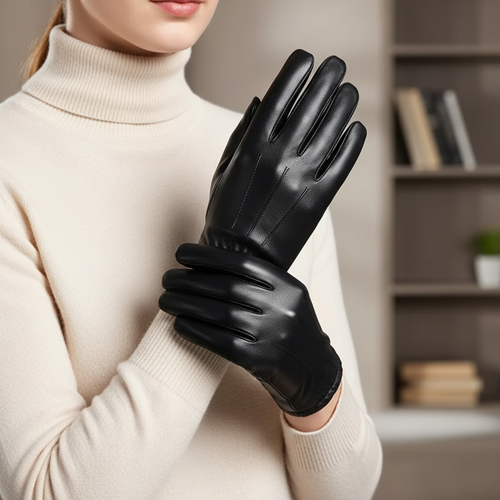 Nordspur | Black PU Leather Gloves