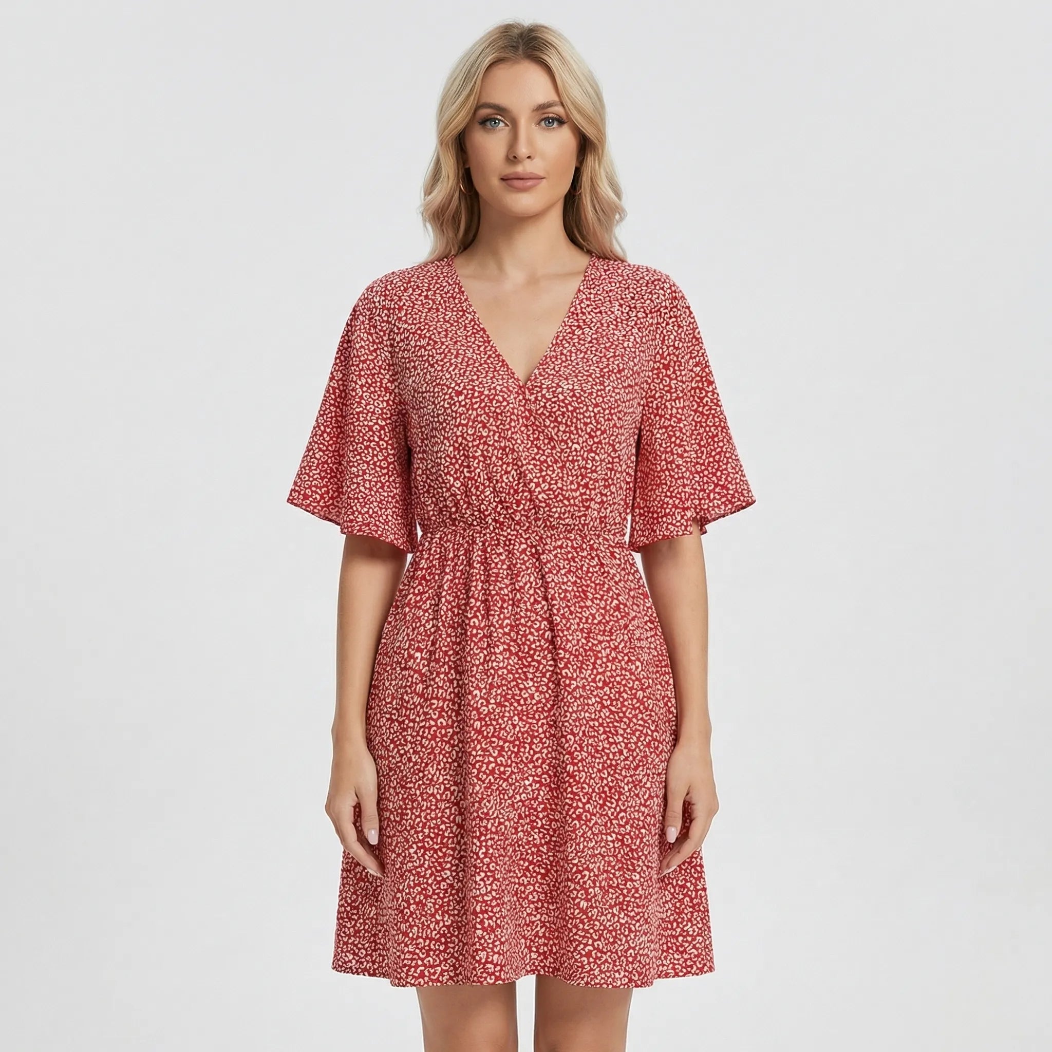 Nordspur | Blosselle Printed V-Neck Short-Sleeved Casual Dress
