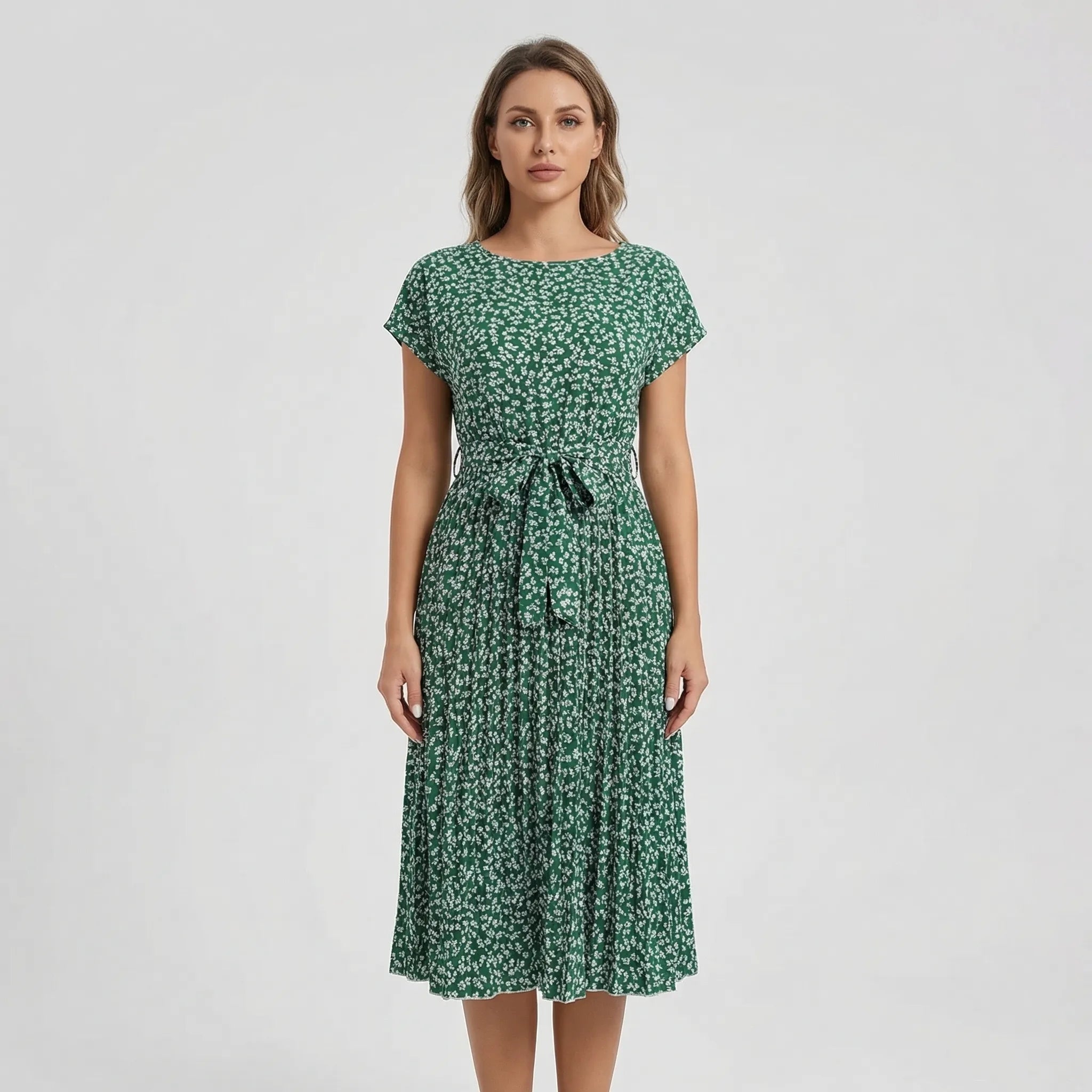 Nordspur | Blosswyn Floral Print Pleated Midi Dress