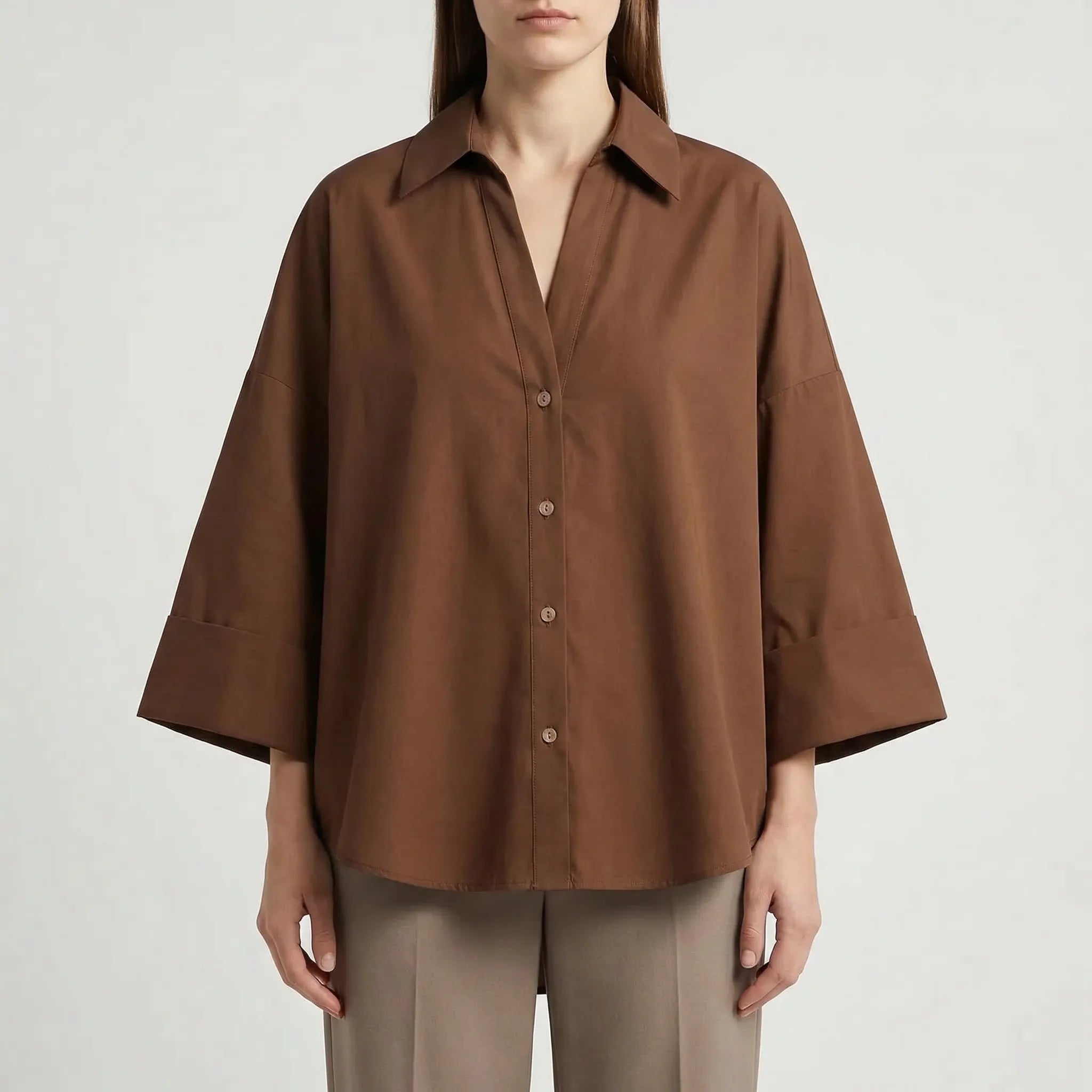 Nordspur | Blousette Long Sleeve V-Neck Loose Fit Blouse