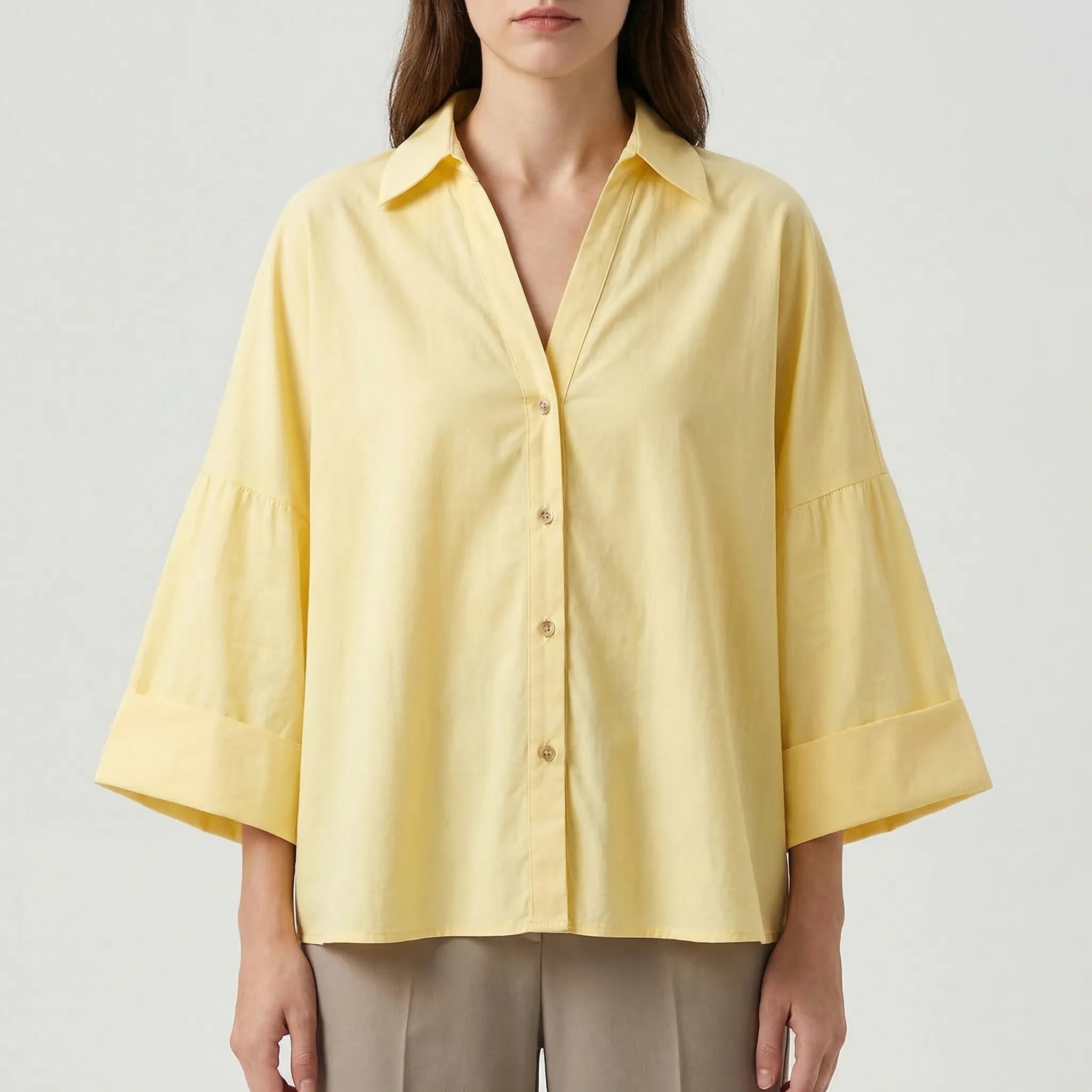 Nordspur | Blousette Long Sleeve V-Neck Loose Fit Blouse