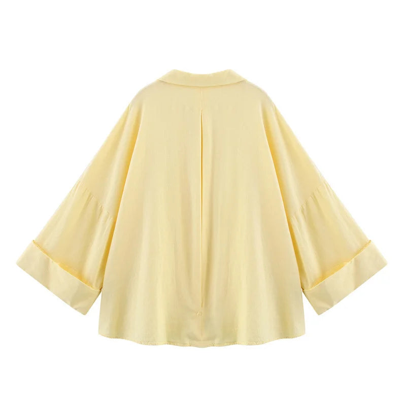 Nordspur | Blousette Long Sleeve V-Neck Loose Fit Blouse