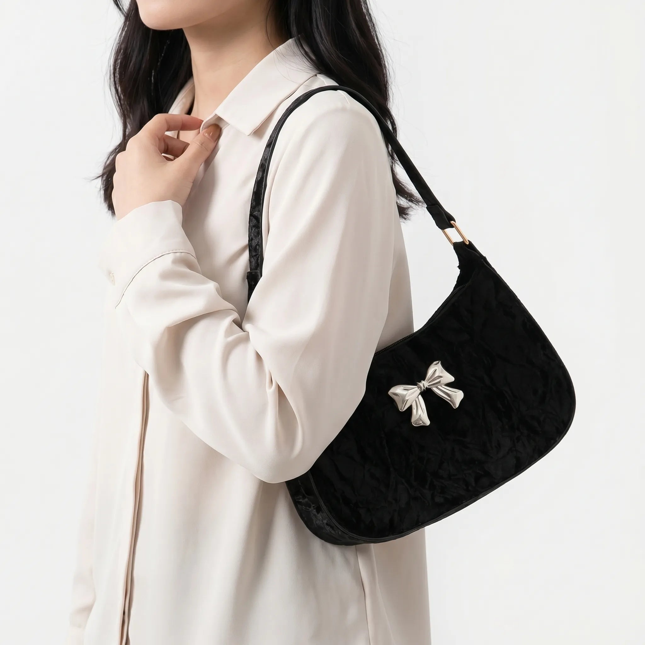 Nordspur | Bowvette Compact Crescent Underarm Bag With Bow Detail