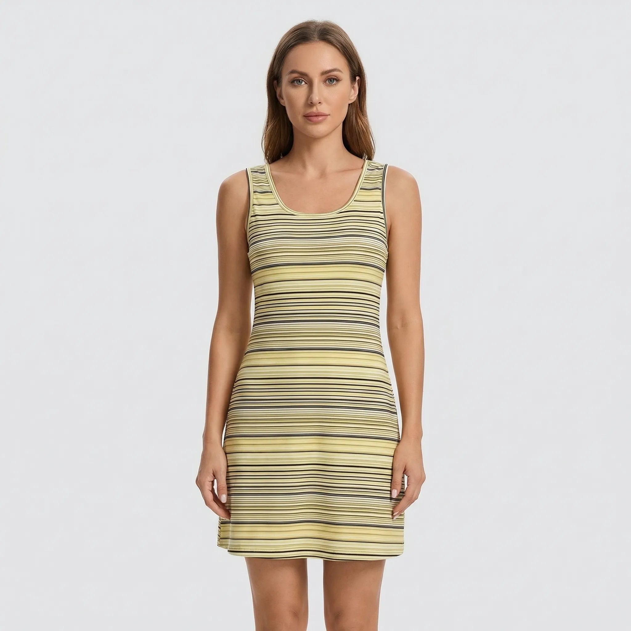 Nordspur | Breezon Striped Sleeveless Crew Neck Dress