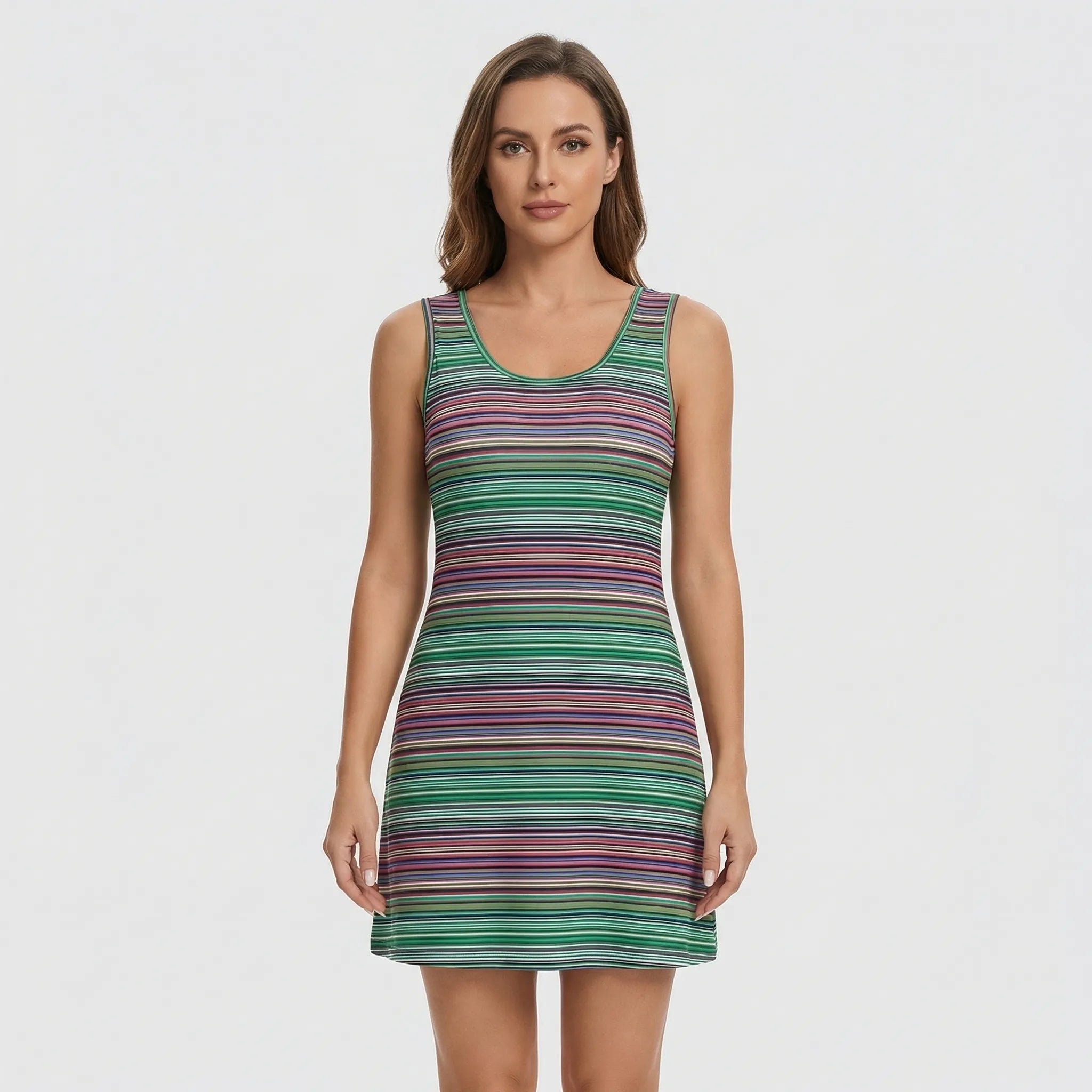 Nordspur | Breezon Striped Sleeveless Crew Neck Dress