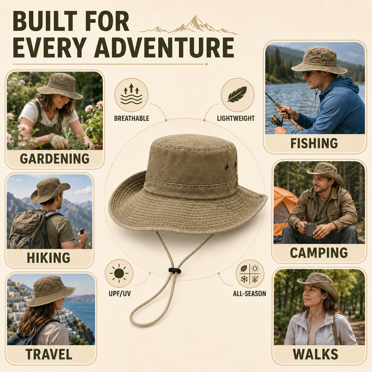 Nordspur | Brimlow Unisex Flat-Top Solid Bucket Hat