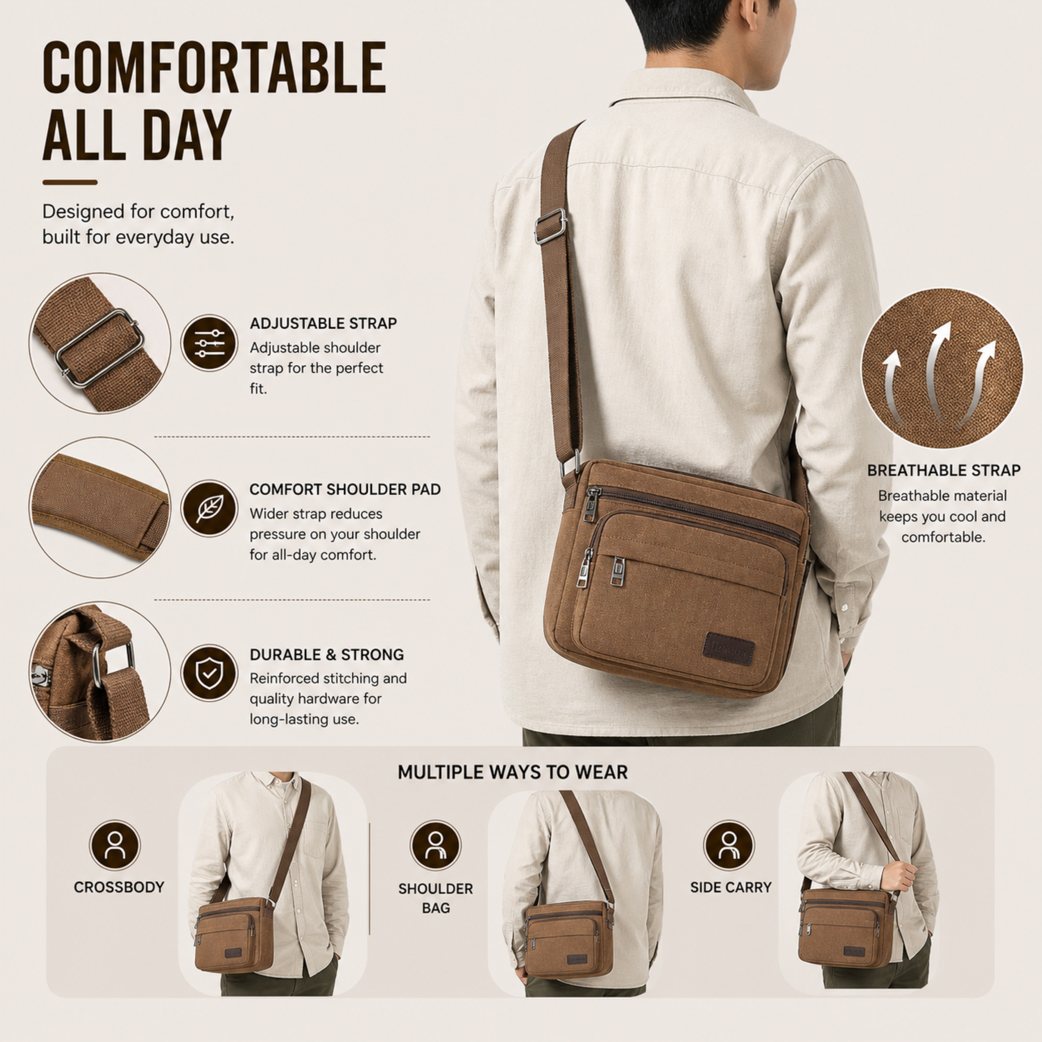 Nordspur | Canvas Crossbody Messenger Bag