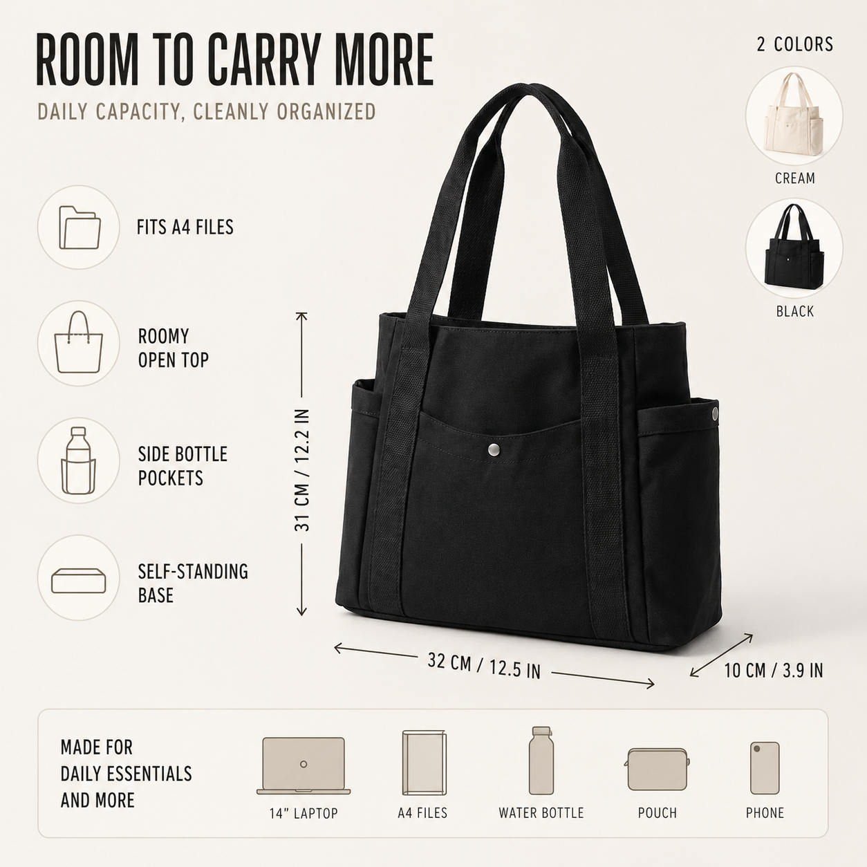 Nordspur | Canvorry Large Capacity Structured Tote Bag