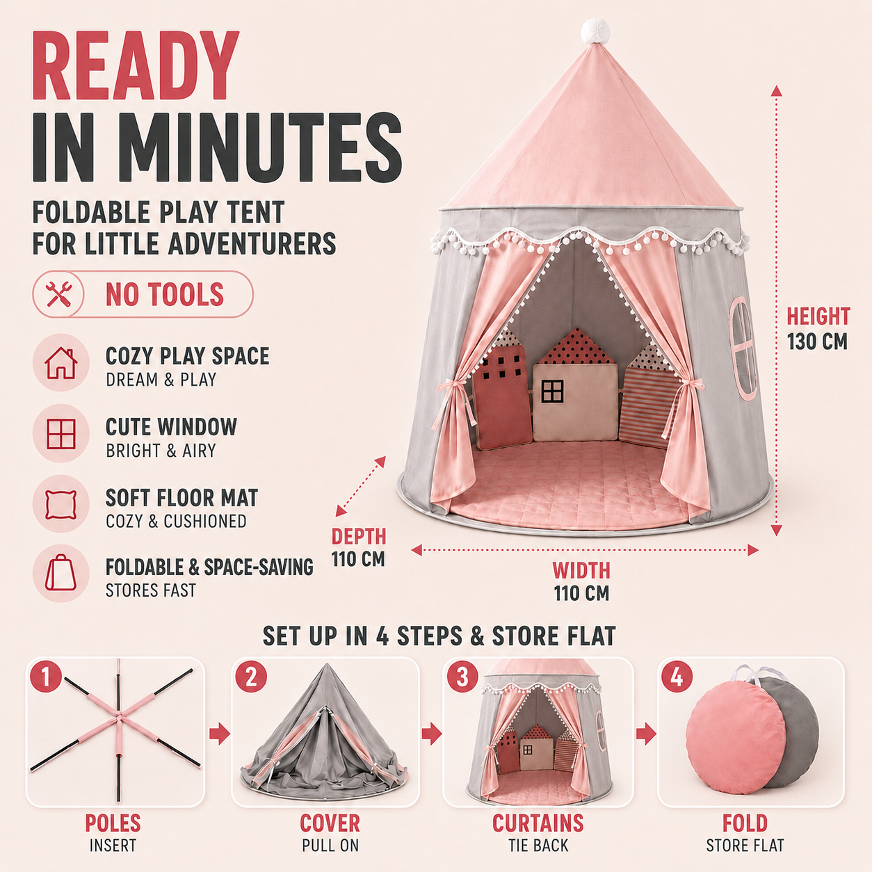 Nordspur | CastleNook Foldable Children Play Tent