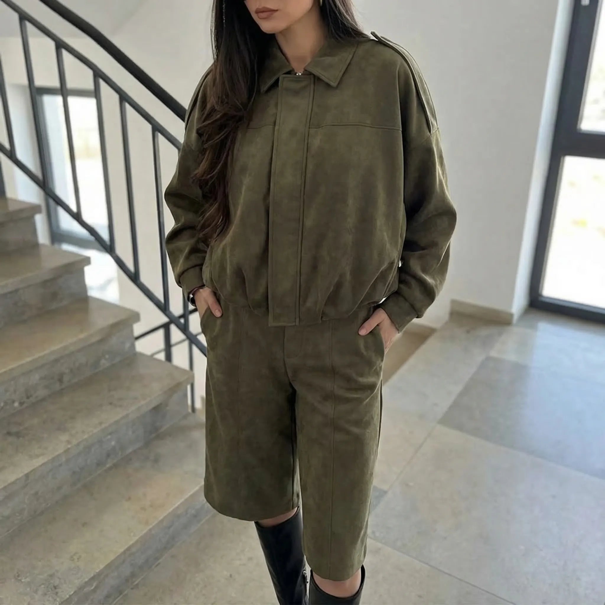 Nordspur | Casuelle High-Waisted Shorts And Longline Jacket Set