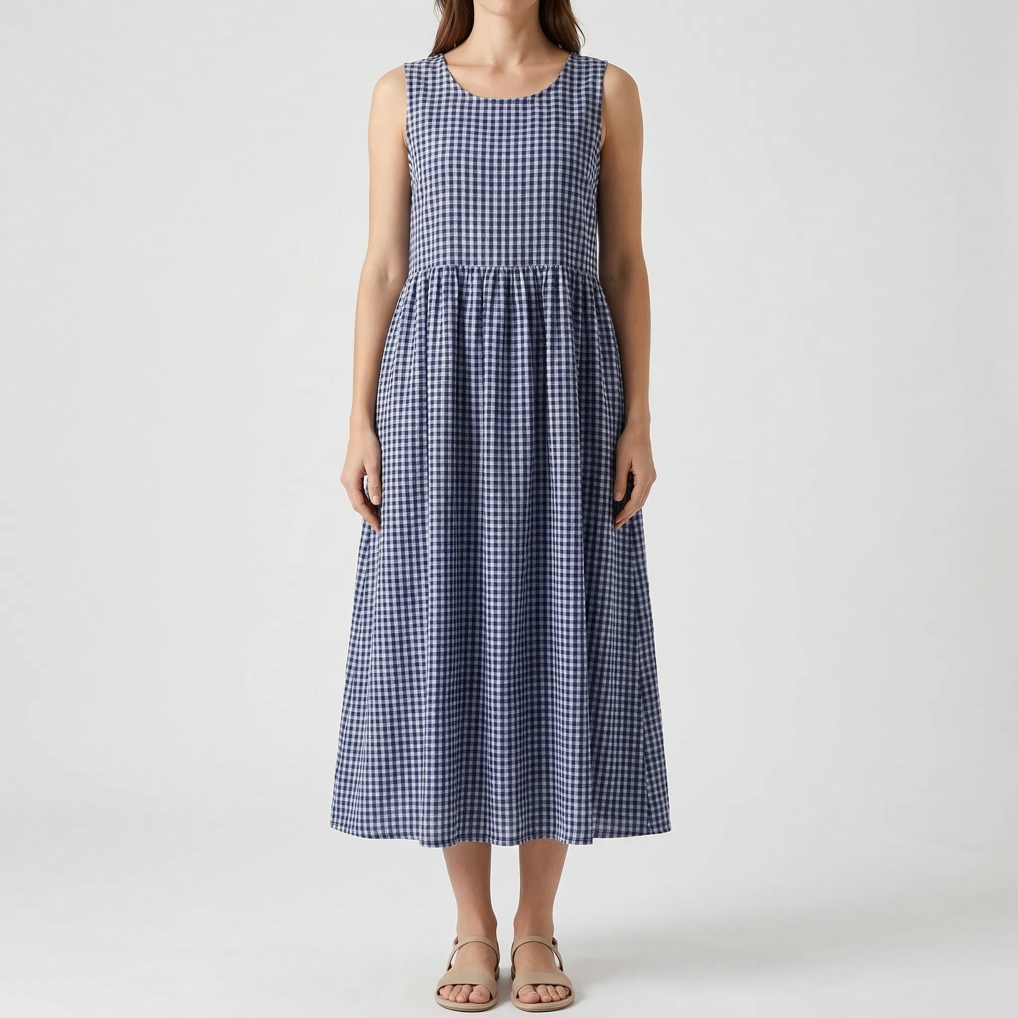 Nordspur | Chequlyn Sleeveless Checked Midi Sundress