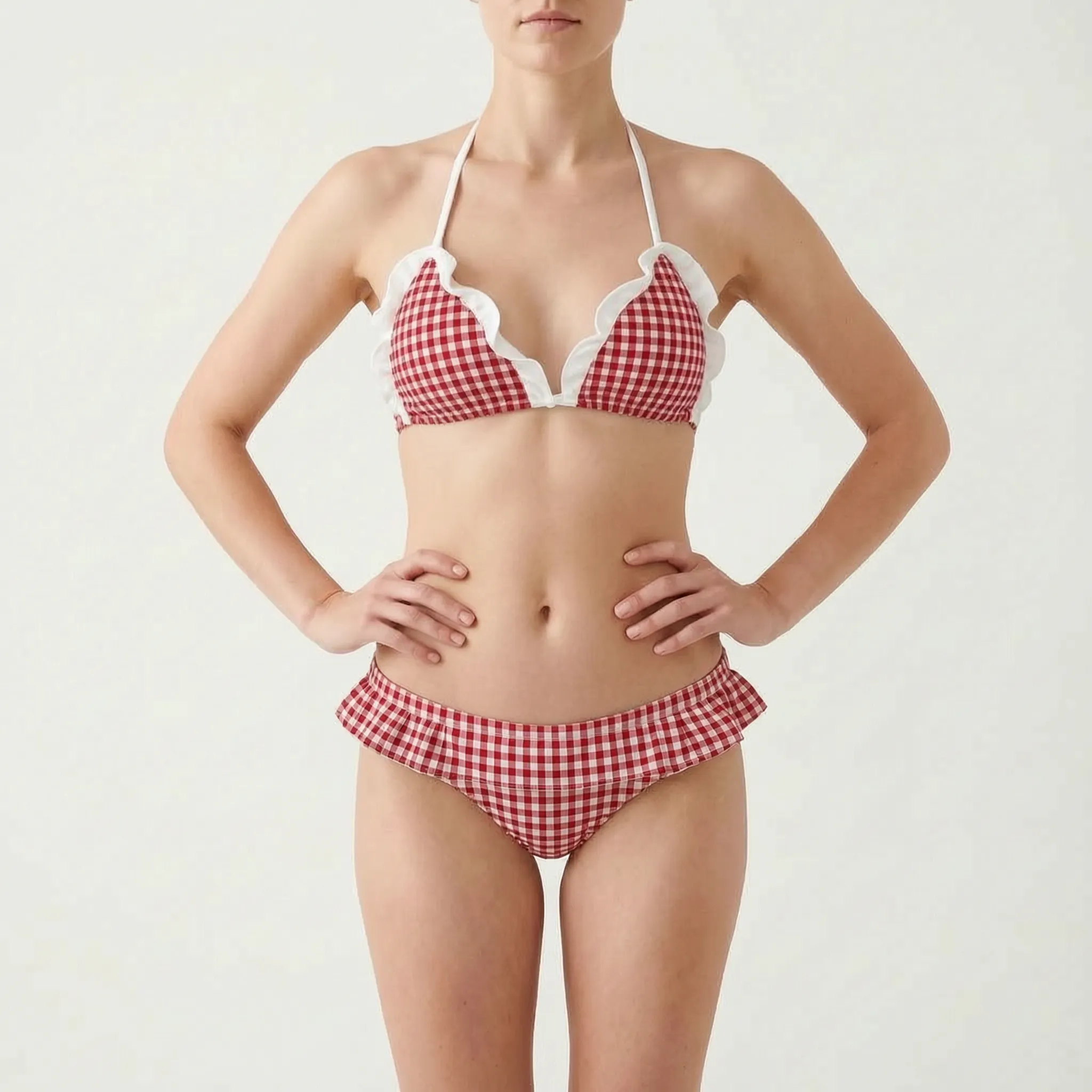 Nordspur | CherryGleam Ruffled Halter Bikini Set
