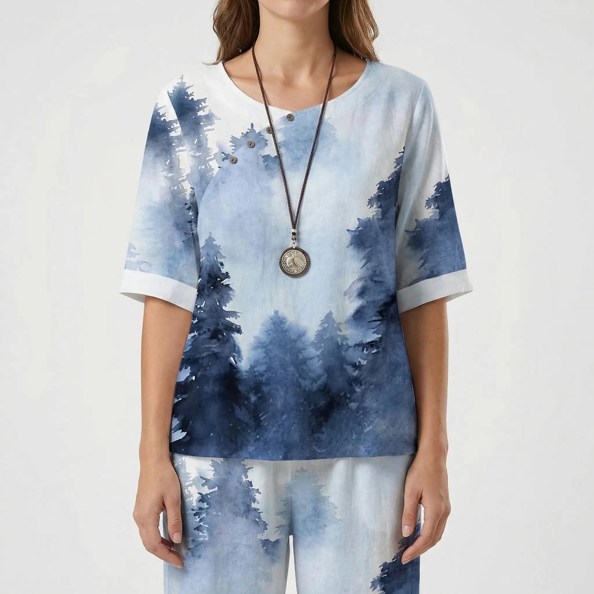 Nordspur | Cloverlyn Printed Short-Sleeve Top And Trouser Set