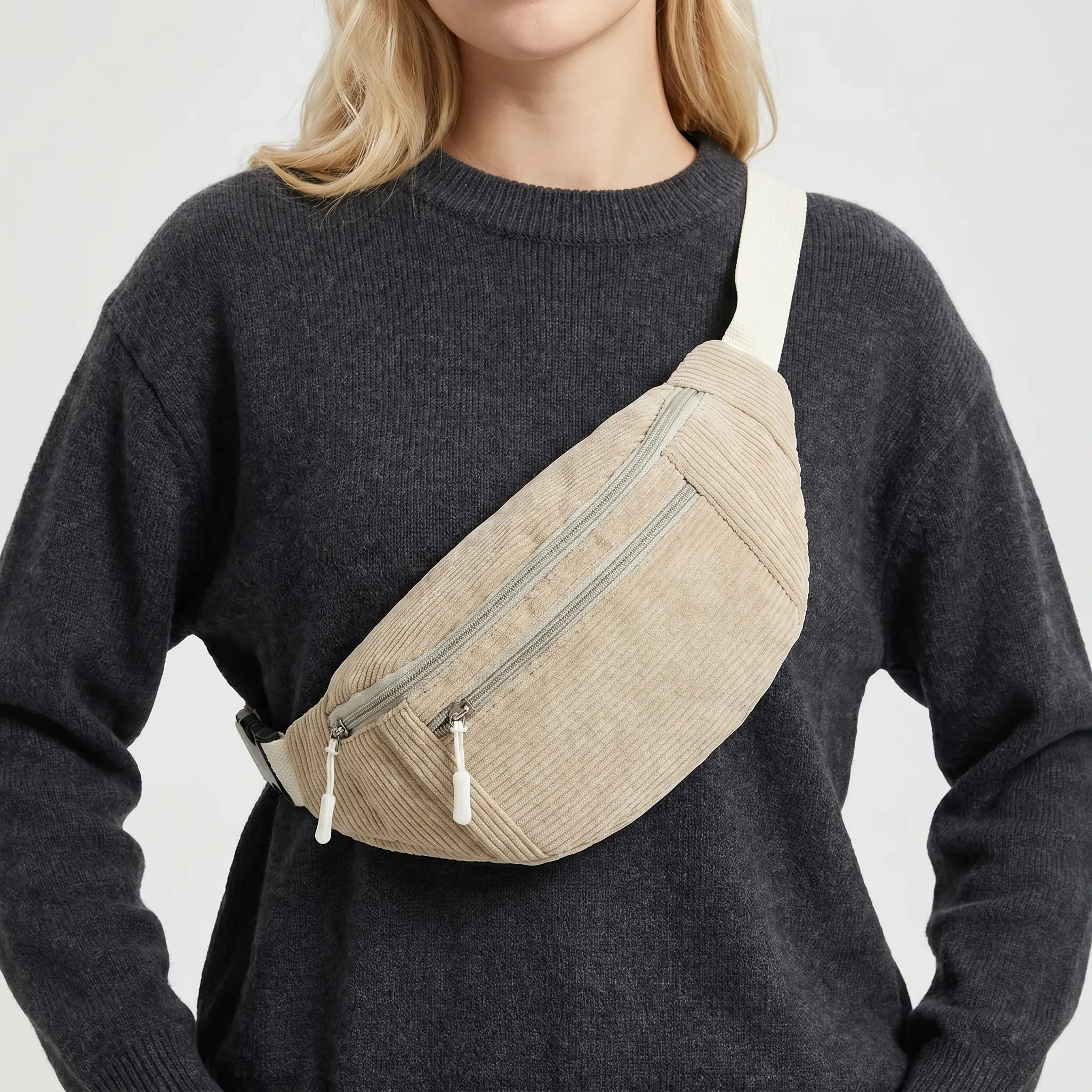 Nordspur | Cordella Corduroy Ribbed Bum Bag With Zip Closure