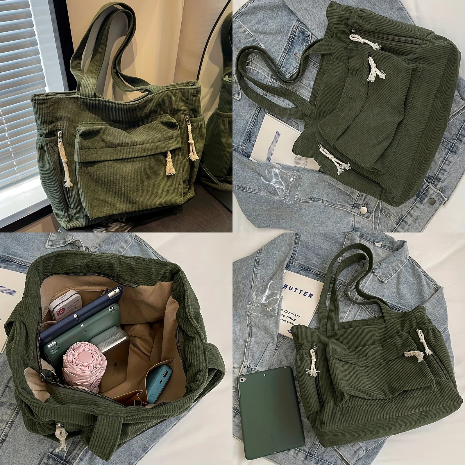 Nordspur | Cordura Multi-Pocket Corduroy Shoulder Tote