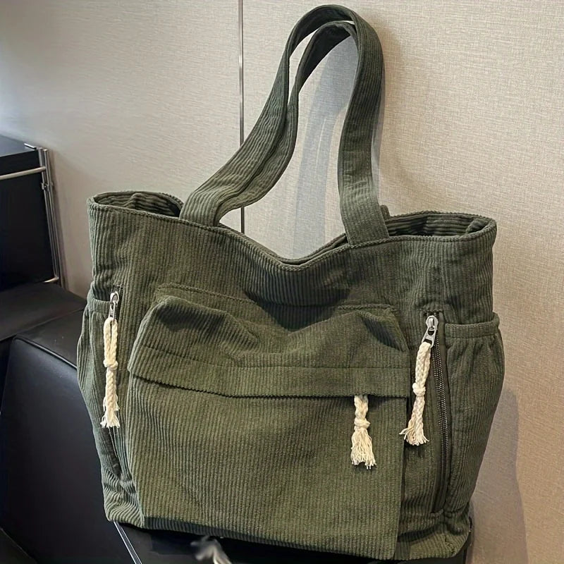 Nordspur | Cordura Multi-Pocket Corduroy Shoulder Tote