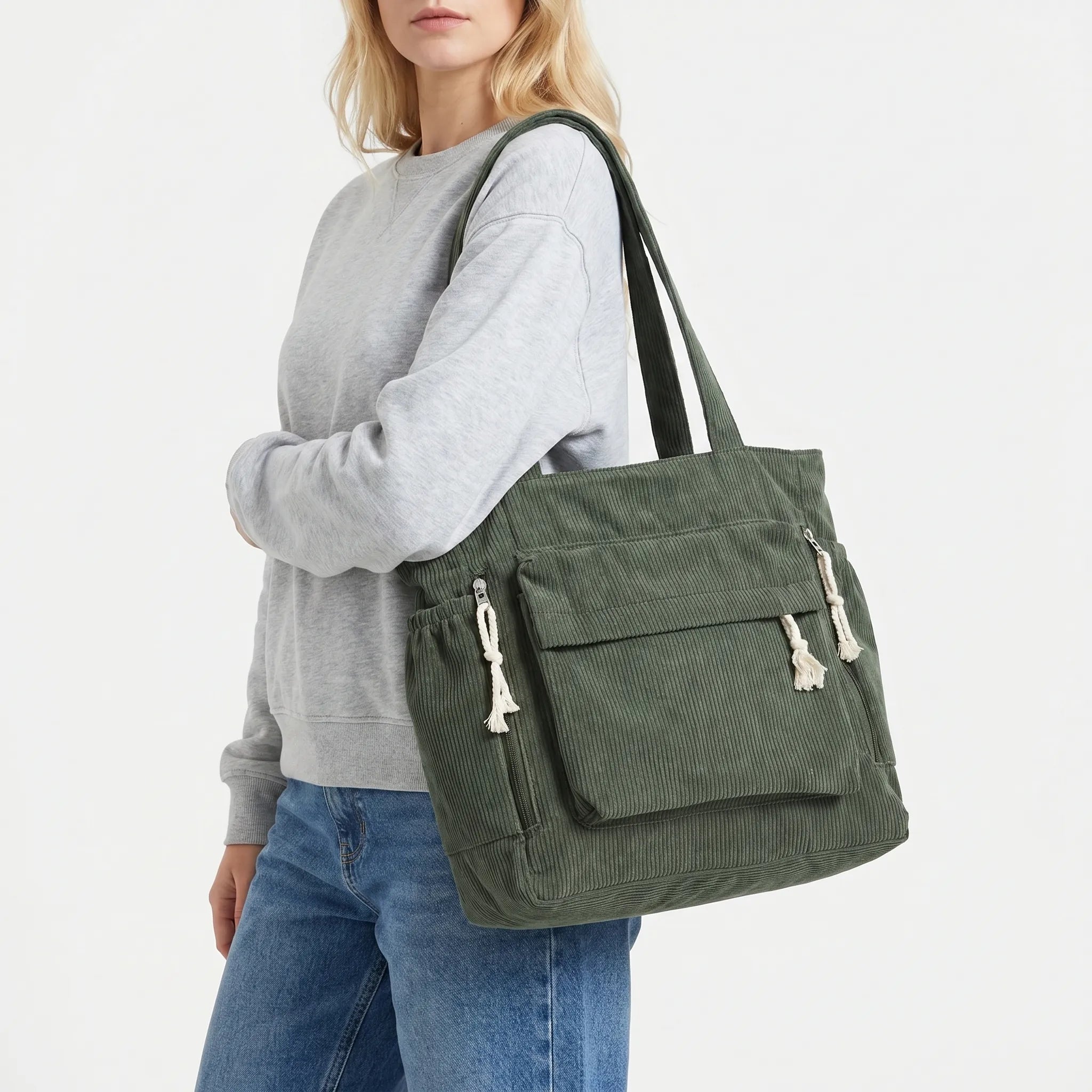 Nordspur | Cordura Multi-Pocket Corduroy Shoulder Tote